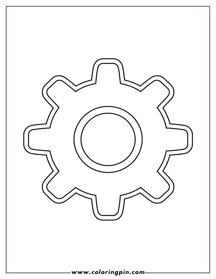 Simple outline of a gear with eight teeth