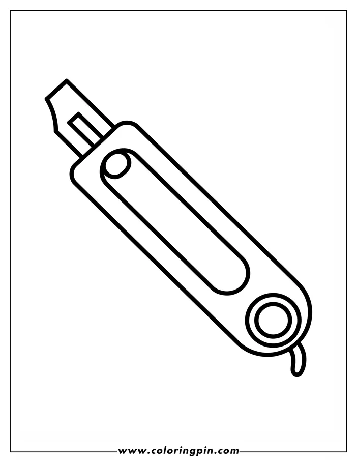 Line art of a utility knife with a rectangular body and a small blade.