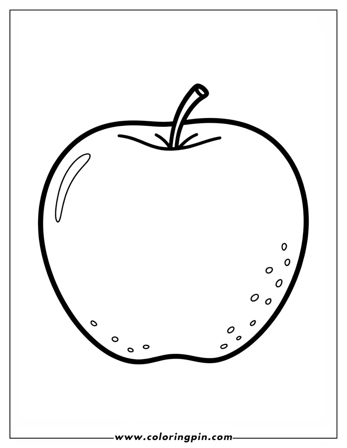 Line art of a whole apple with stem and speckles