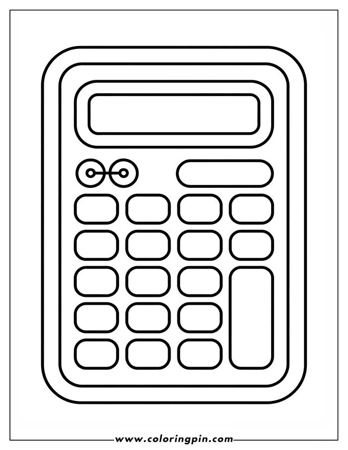 Outline of a simple calculator with buttons and a display.