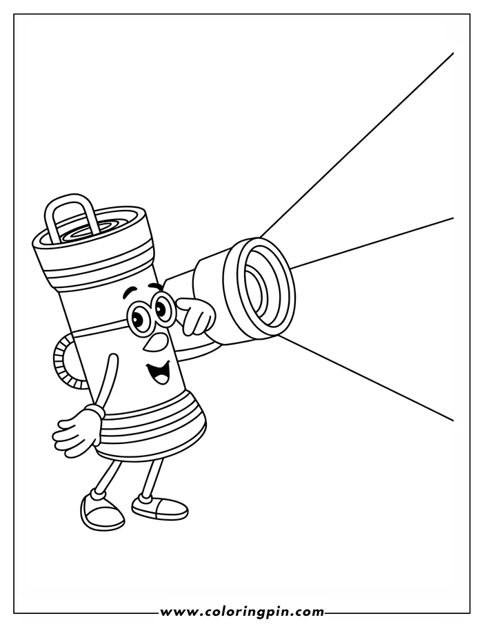 Cartoon flashlight shining a beam of light