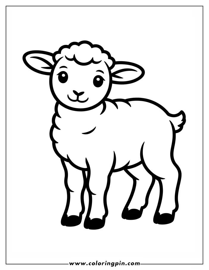 Simple outline of a lamb, ready to be colored.