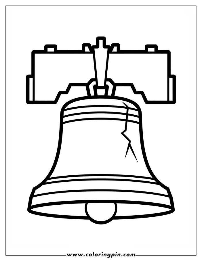 Outline of the Liberty Bell, showing the crack and hanging structure.