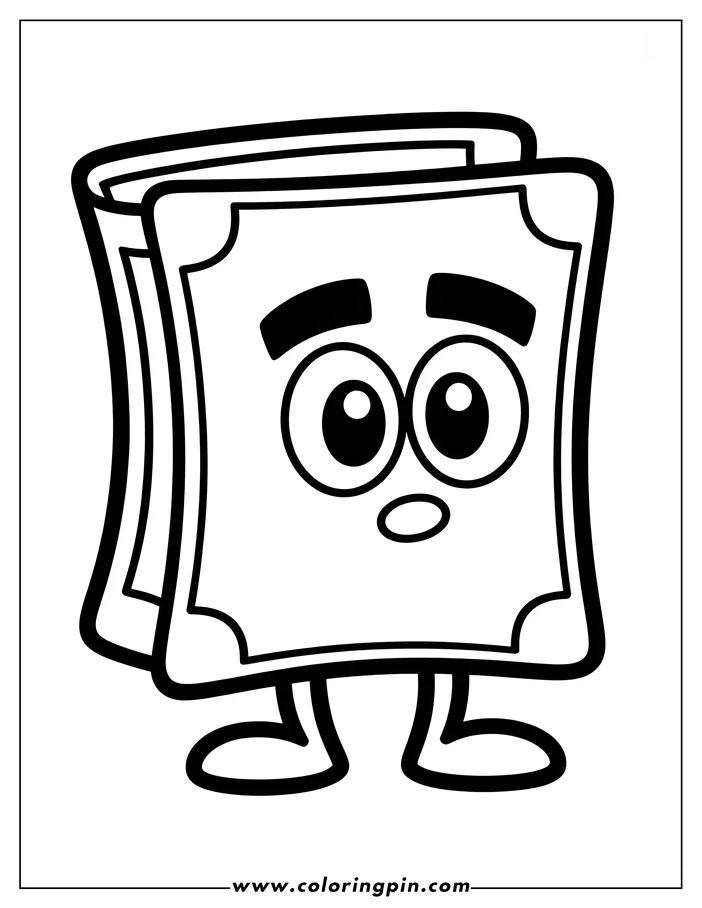 Line art of a stack of money with a surprised face.