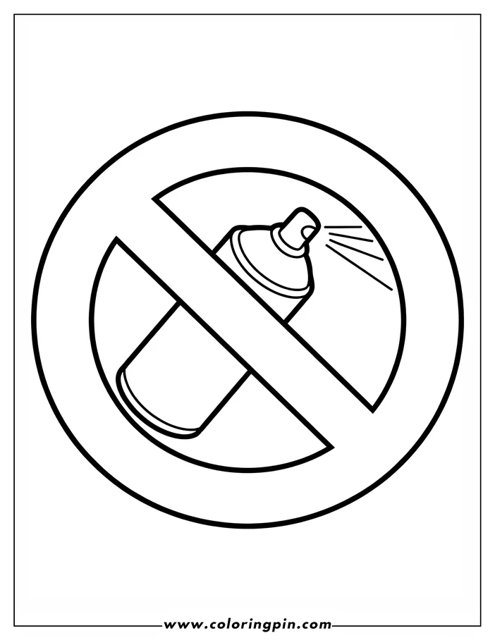 Outline of the "no spray paint" symbol. A spray paint can is crossed out inside a circle.