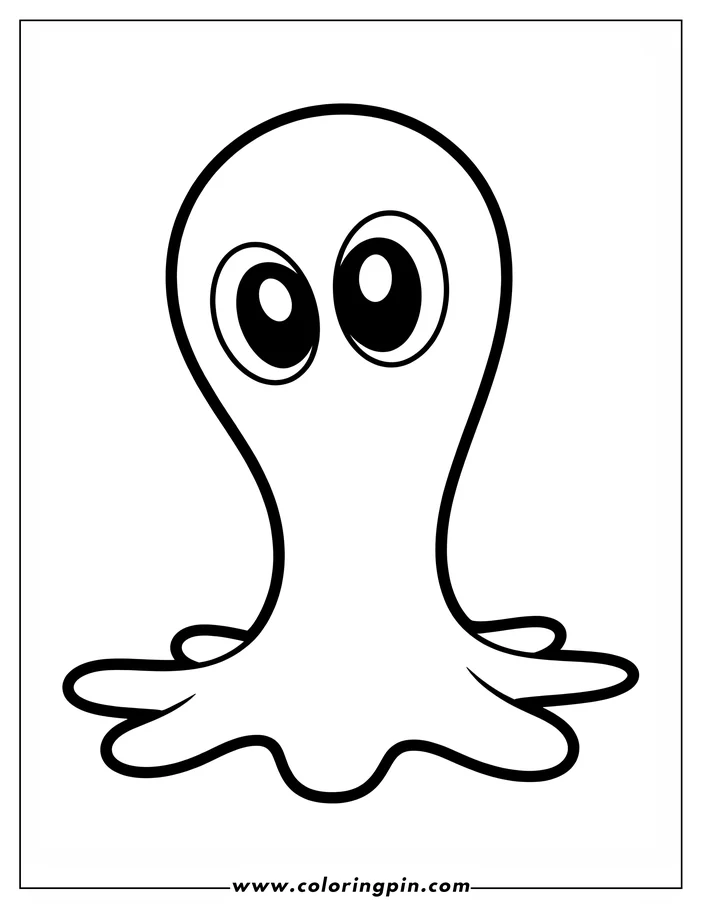 Simple outline of a cartoon octopus with large eyes.