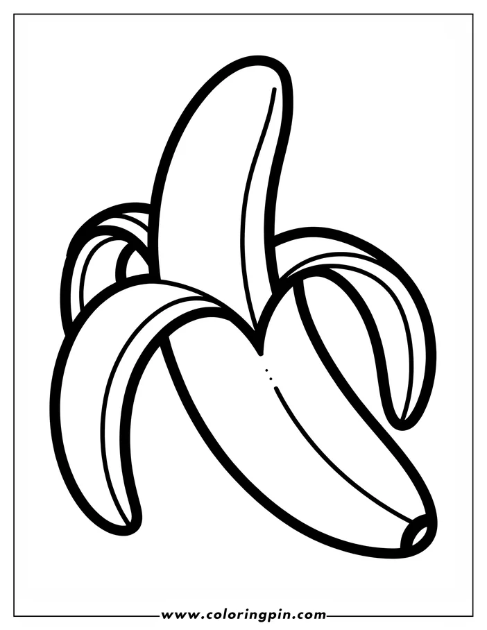 Line art of a peeled banana.