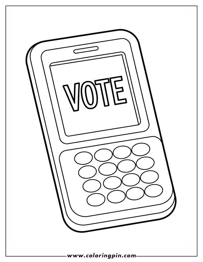 Line drawing of a phone with the word VOTE on the screen and a circular button keypad