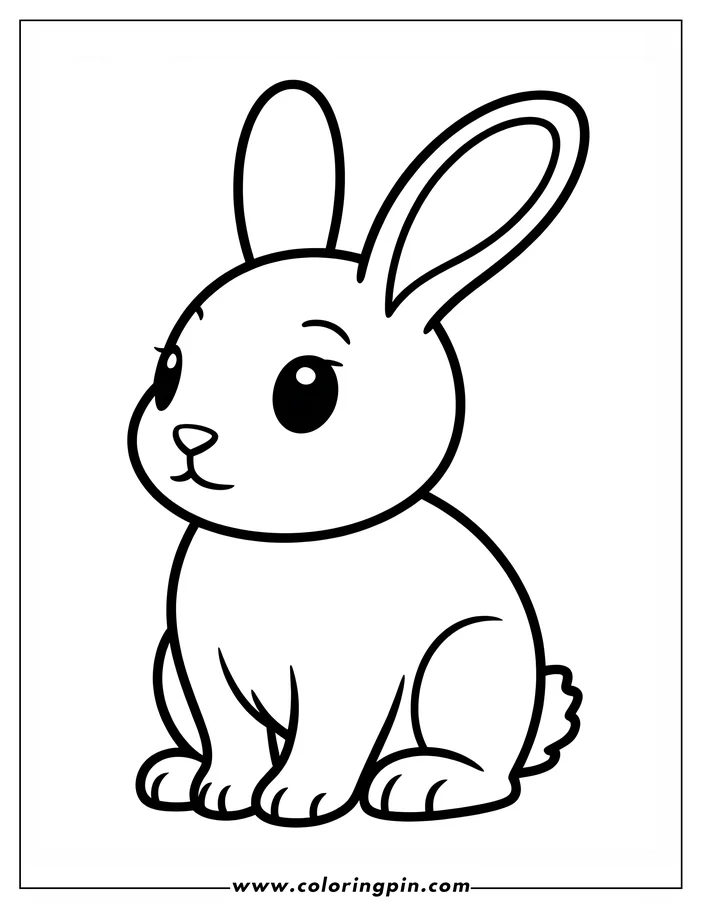 Outline of a cartoon rabbit sitting.