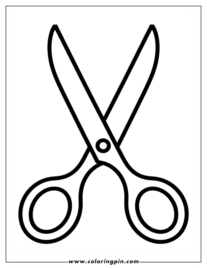 Line art of a pair of open scissors.