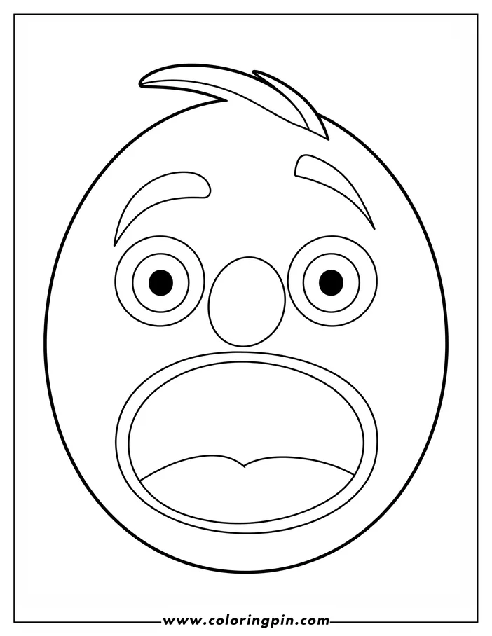 Outline of a surprised face with wide eyes and open mouth.