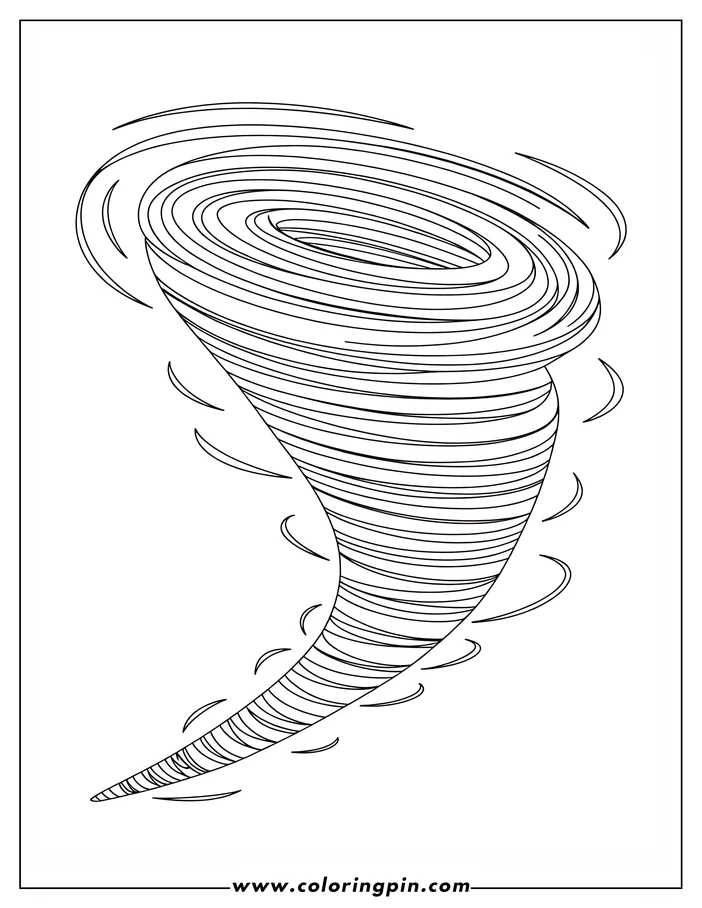 Line art of a tornado.