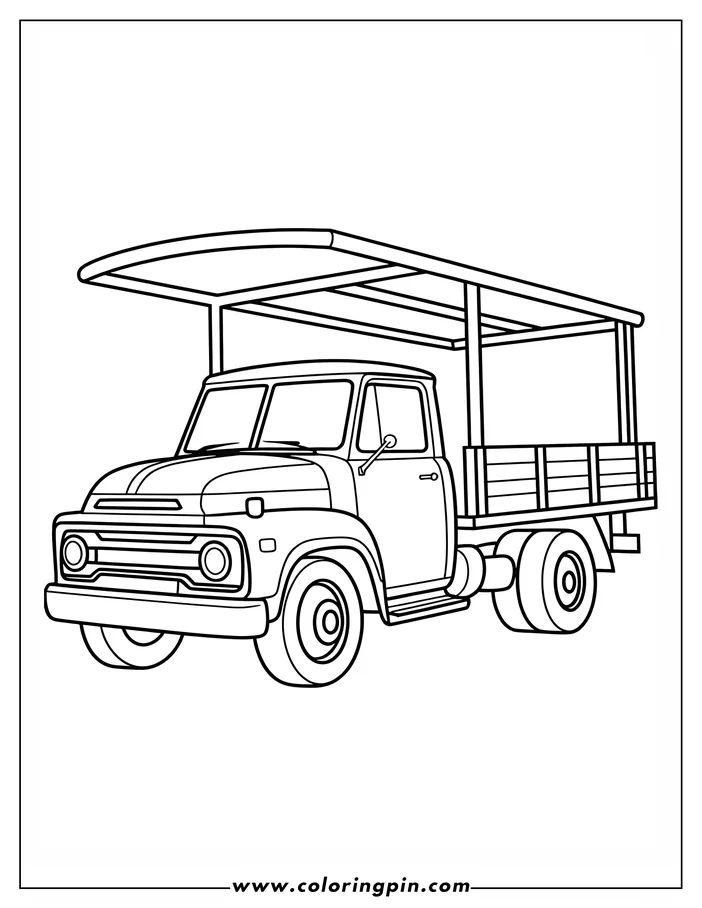 Outline of a classic truck with a canopy over the bed