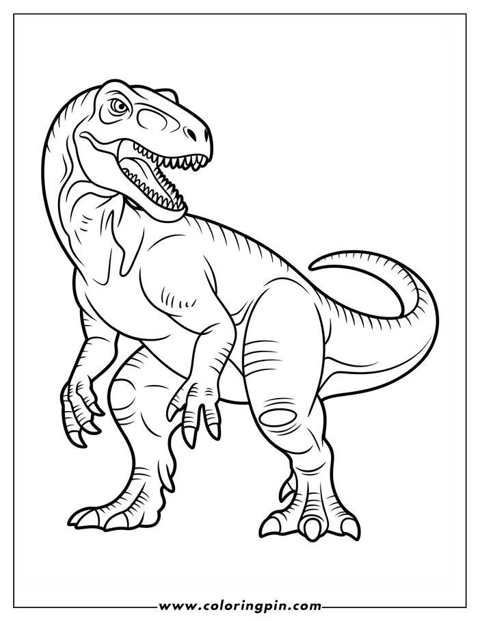 Outline of a Tyrannosaurus Rex with its mouth open, showing sharp teeth