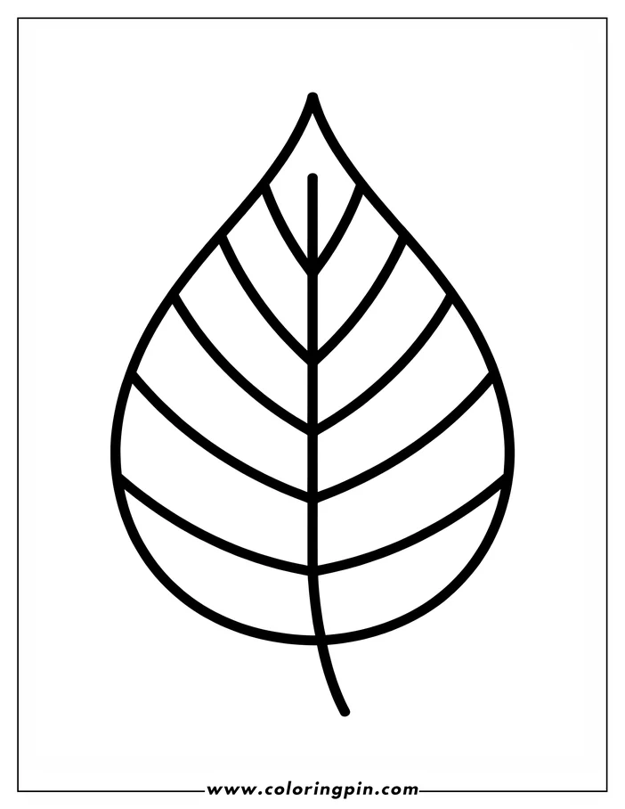 Outline of a bodhi leaf with prominent central vein and symmetrical patterns.