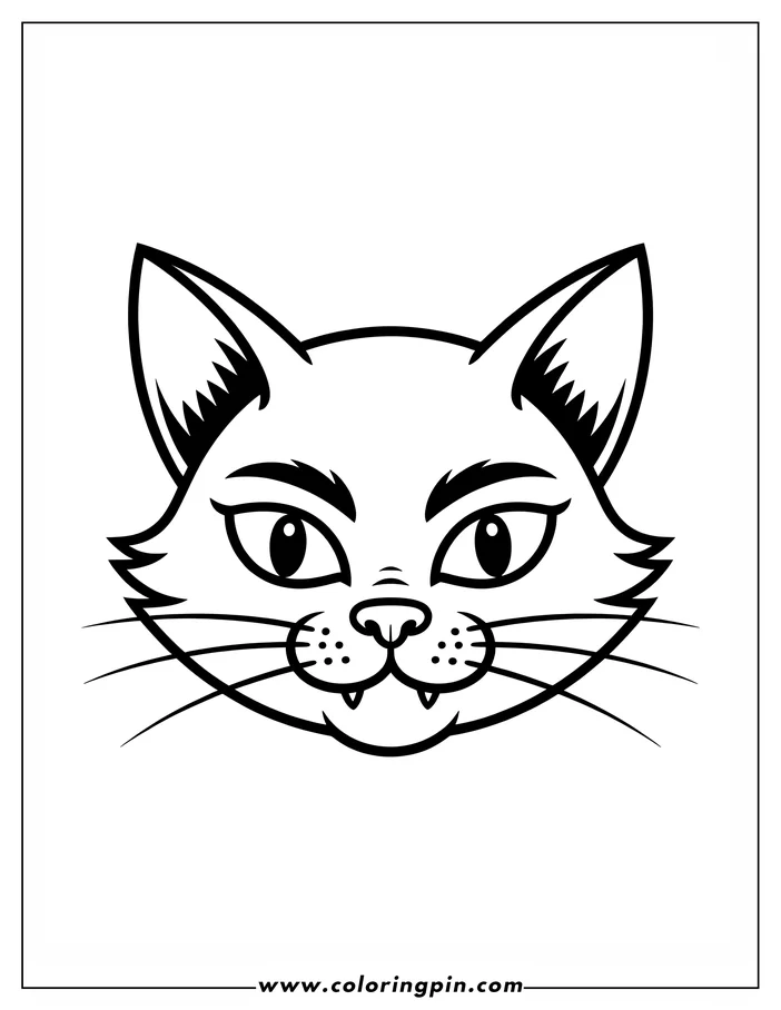 Close-up of a cat face with pointy ears, large eyes, and whiskers.