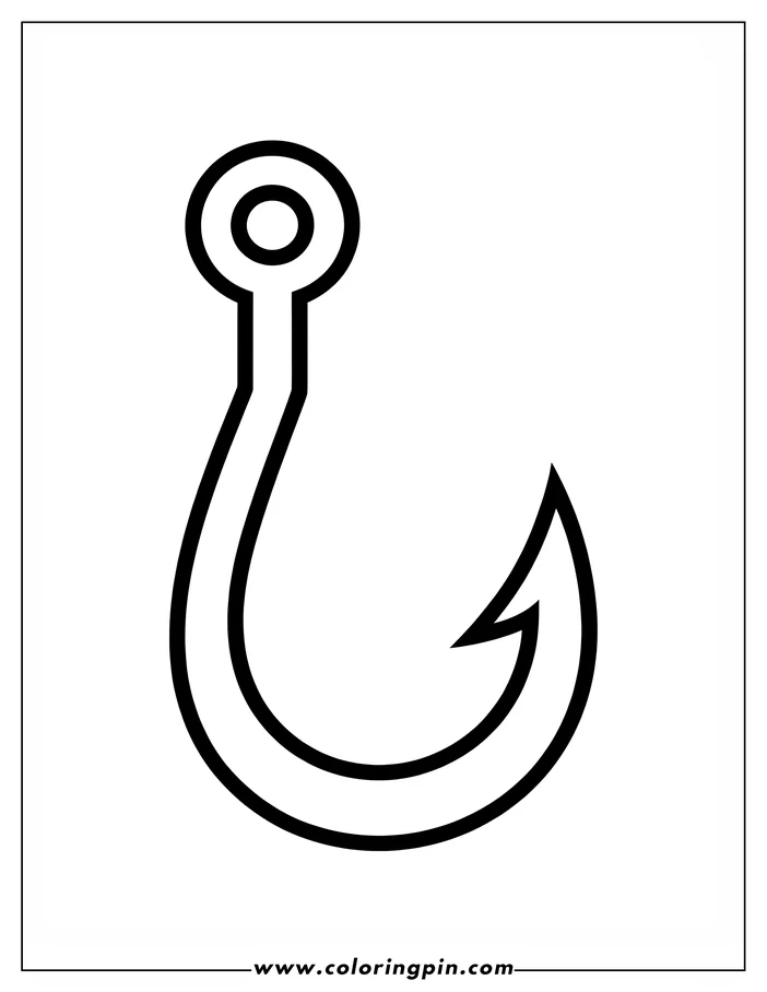Line art of a fish hook.