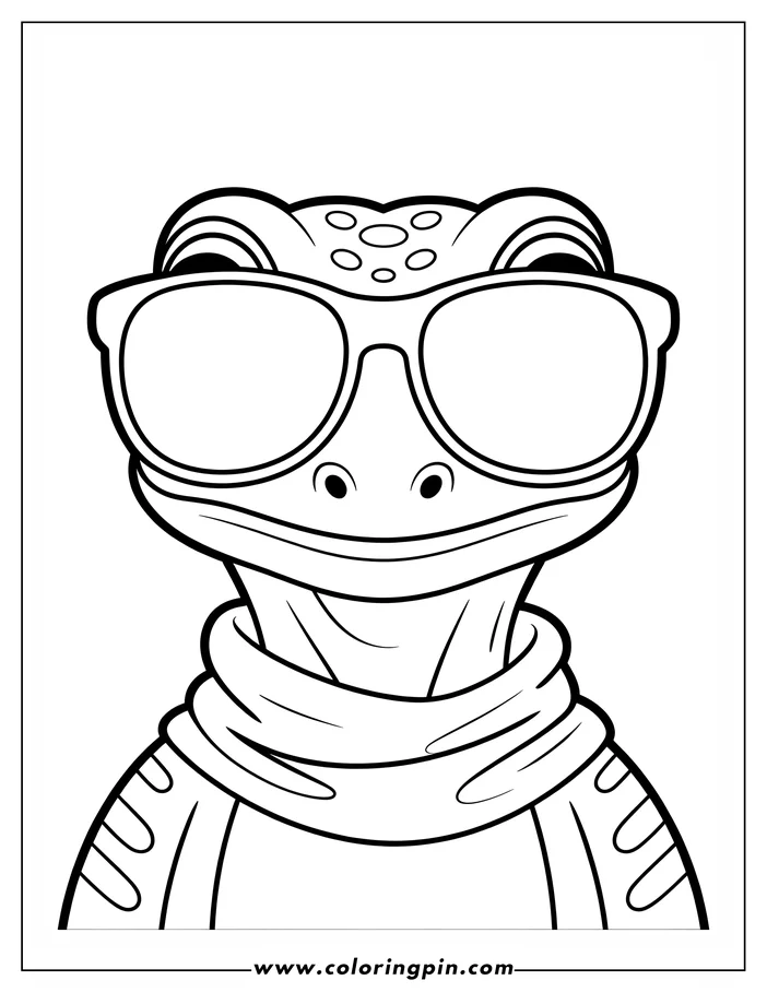 Outline of a frog wearing sunglasses and a scarf