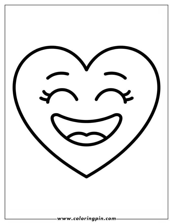 Outline of a smiling heart with closed eyes