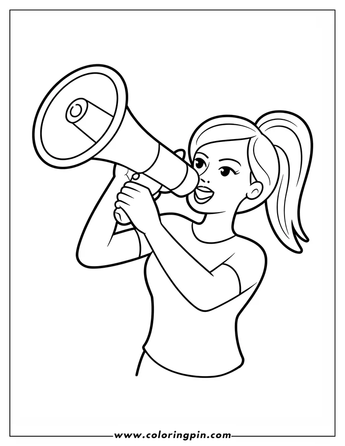 Cartoon woman using megaphone